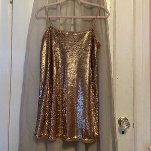 Free People gold sequin mini dress, size XS